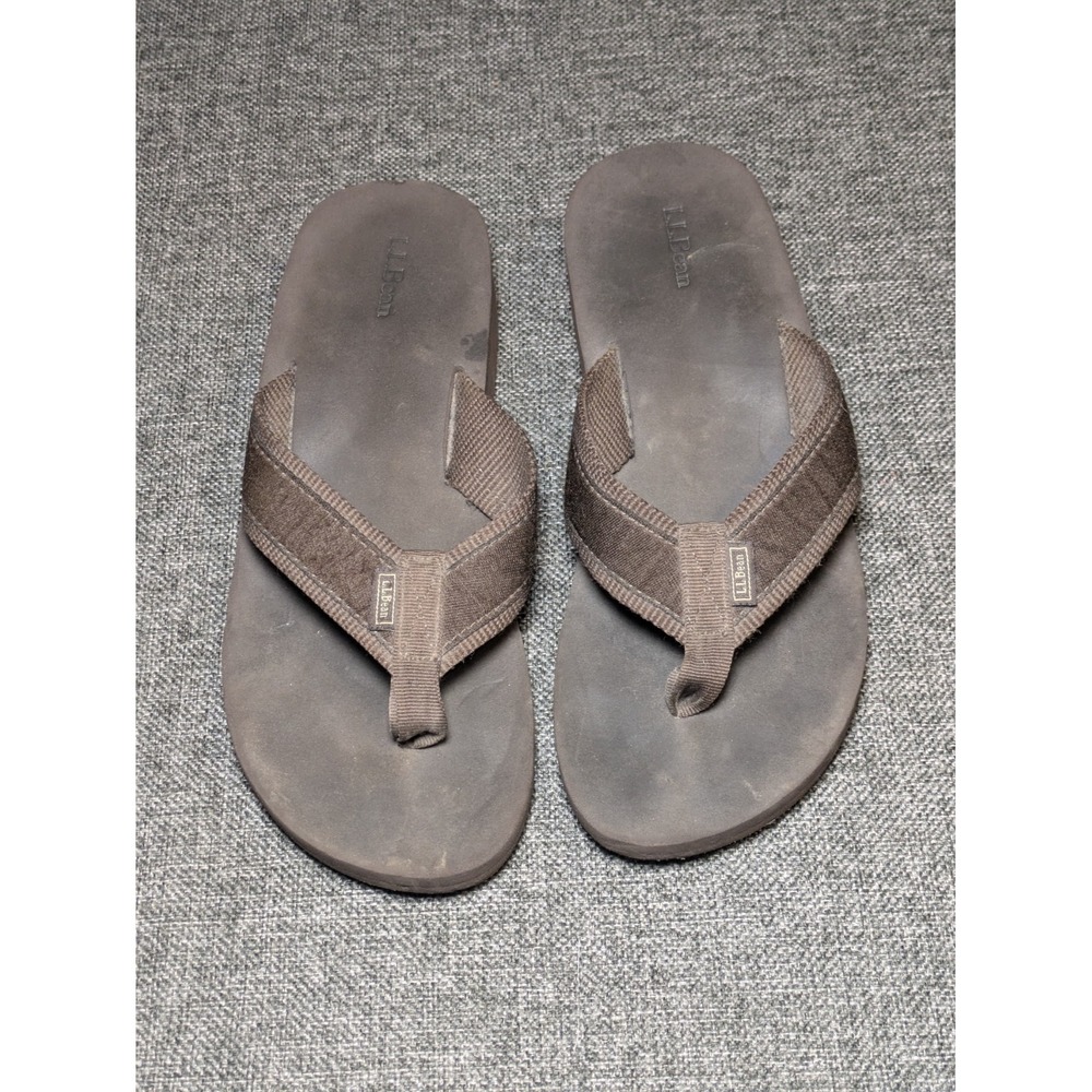 LL Bean Men's Swift River Brown Flip Flops Sandals Size 8 Men's Slip Ons